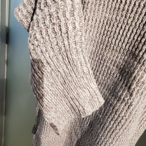 Medium, Beautiful Grey Knit Long Sweater or Dress, L/S Roll up Cuffs, Stretchy - Picture 9 of 16